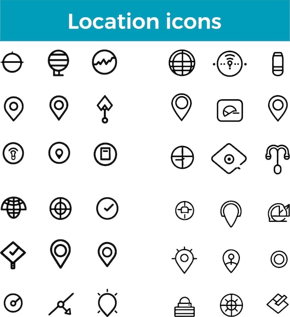 Icono de ubicación Mapa Pin Icono de GPS Icono de dirección Icono de punto de referencia Icono de navegación Icono de vector