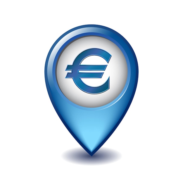 Icono de ubicación del marcador signo del euro