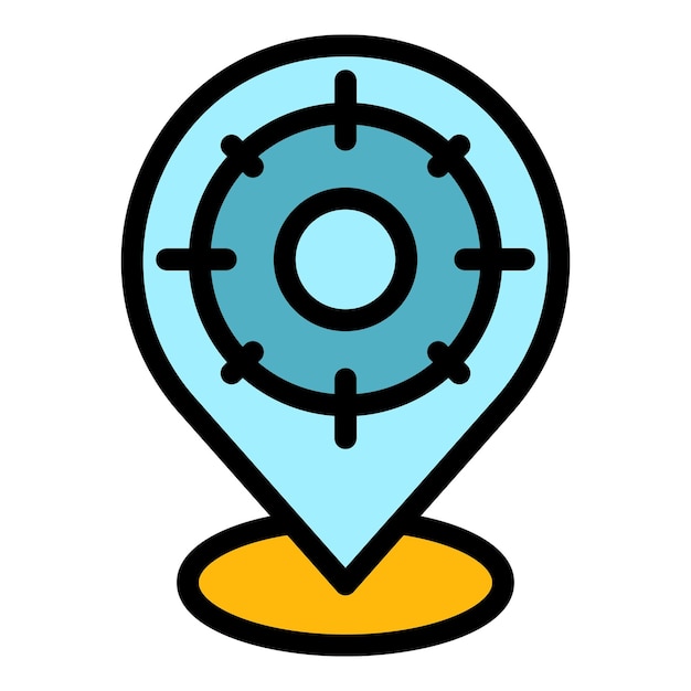 Icono de la ubicación del objetivo Contorno del vector de la localización del objetivo Icono de color plano aislado