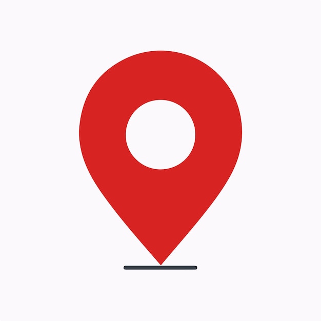 icono de ubicación de pin rojo mínimo en fondo blanco