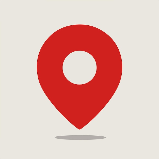 icono de ubicación de pin rojo mínimo en fondo blanco