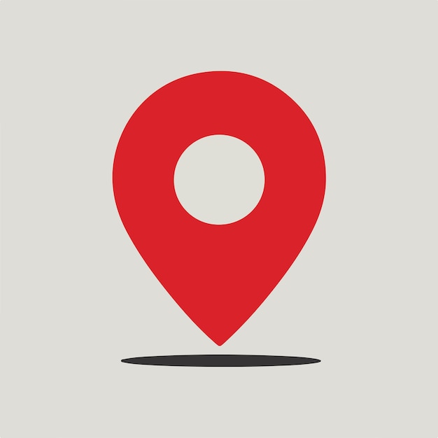 icono de ubicación de pin rojo mínimo en fondo blanco