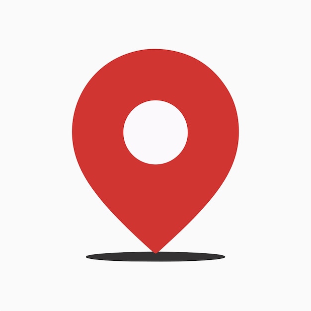 icono de ubicación de pin rojo mínimo en fondo blanco