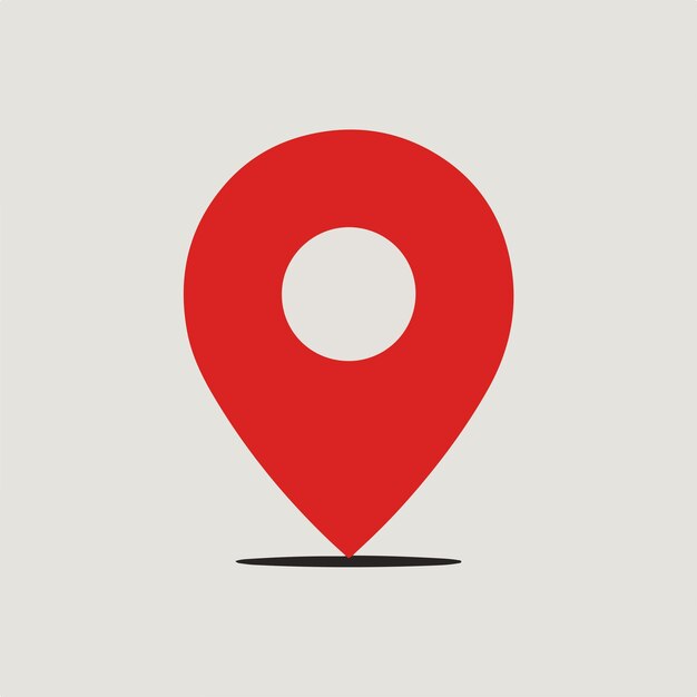 icono de ubicación de pin rojo mínimo en fondo blanco