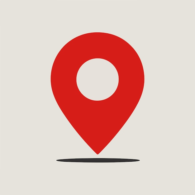 icono de ubicación de pin rojo mínimo en fondo blanco
