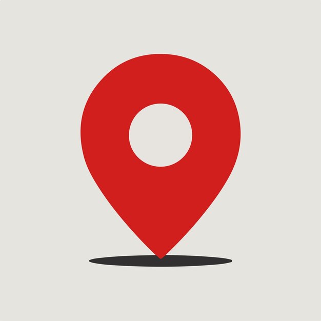 icono de ubicación de pin rojo mínimo en fondo blanco