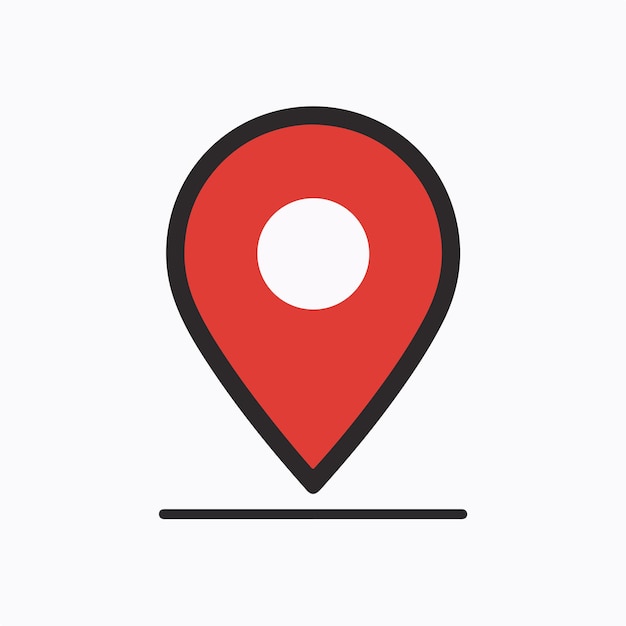 icono de ubicación de pin rojo mínimo en fondo blanco