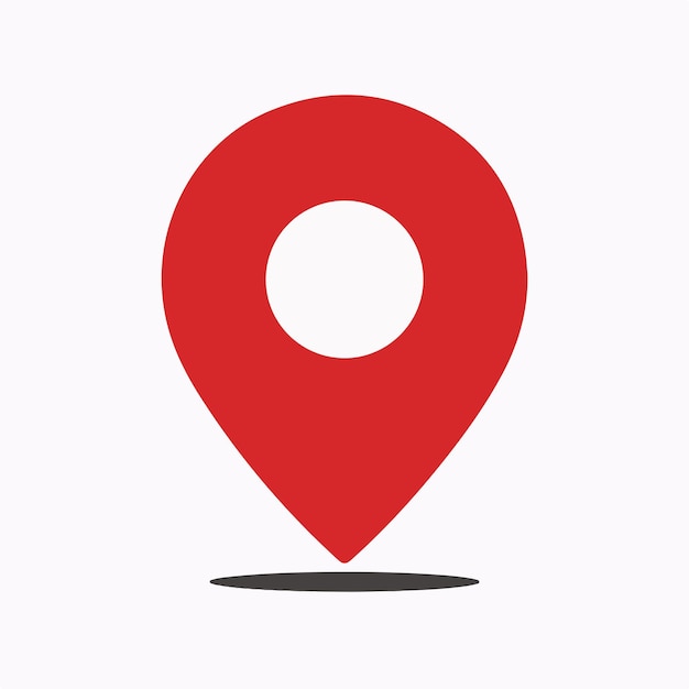 icono de ubicación de pin rojo mínimo en fondo blanco