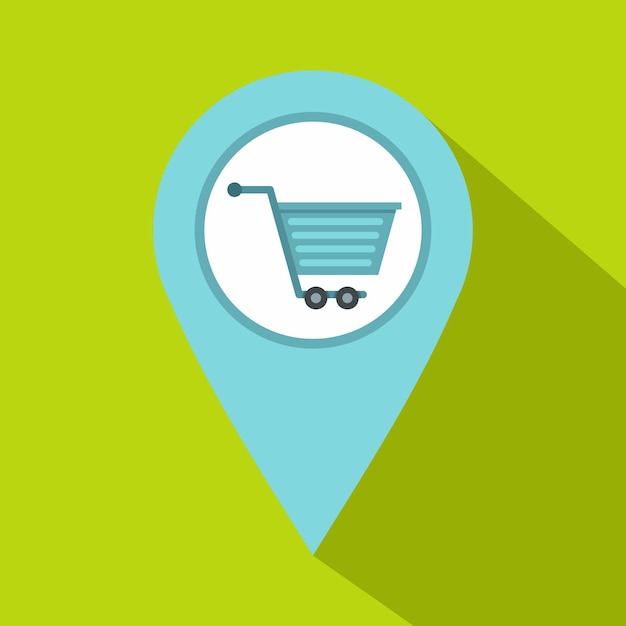 Icono de ubicación del supermercado. Ilustración plana del icono de vector de ubicación de supermercado para web aislado sobre fondo de lima