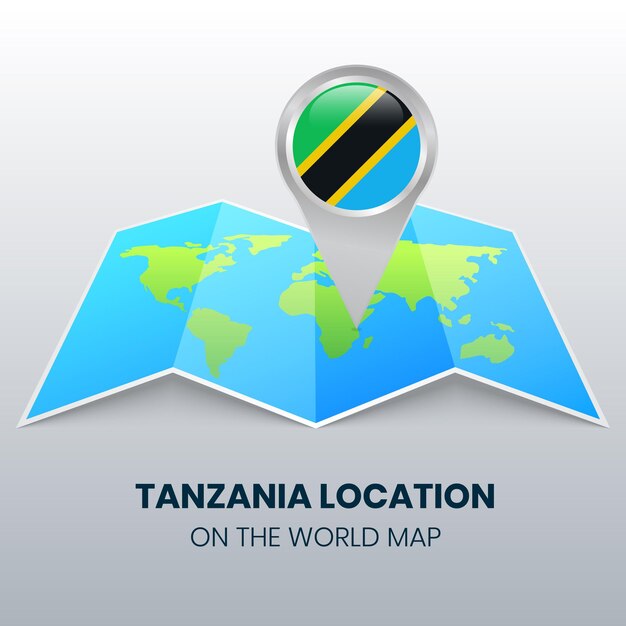 Icono de ubicación de tanzania en el mapa mundial