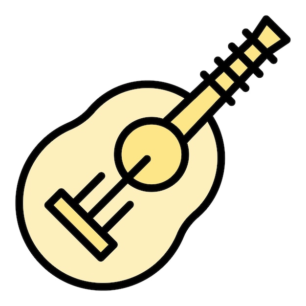 Icono de ukulele de playa contorno vectorial guitarra hawaiana Arte de juego color plano