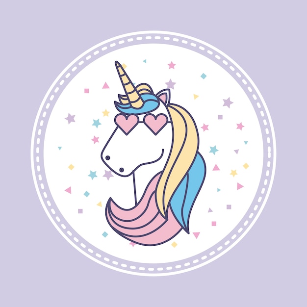icono de unicornio lindo dibujado a mano