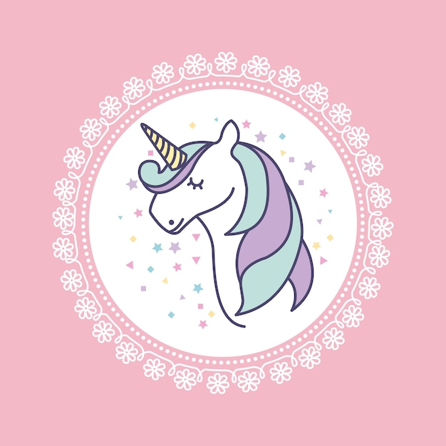 Vector icono de unicornio lindo dibujado a mano