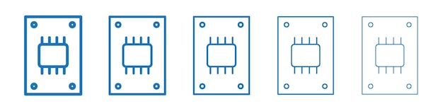 El icono de la unidad SSD es una colección de símbolos de contorno delgado.