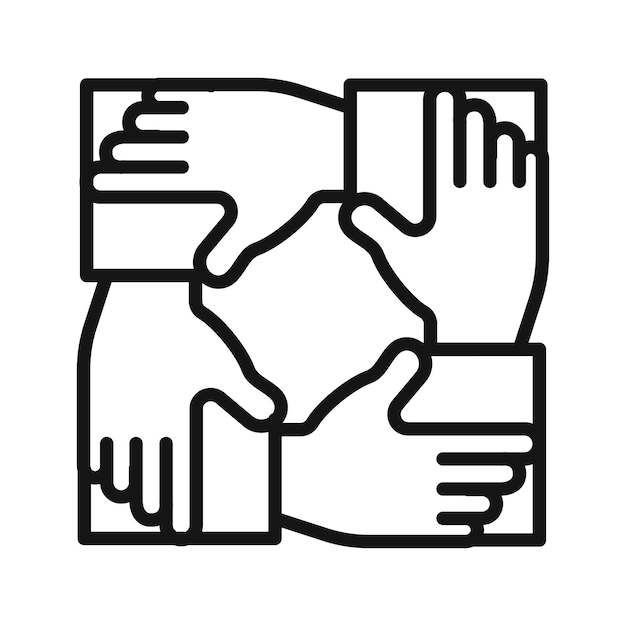El icono de unidad y trabajo en equipo se marca en estilo llenado