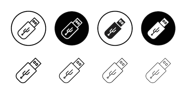 icono de unidad usb arte plano en blanco y negro aislado