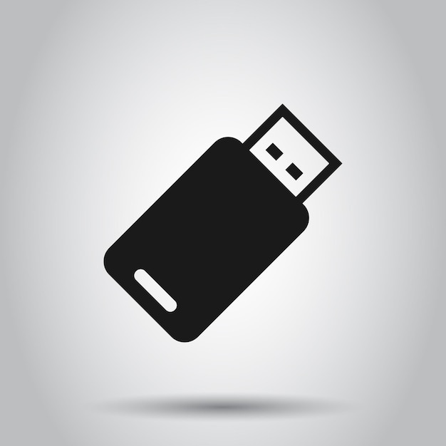 Icono de unidad USB en estilo plano Ilustración vectorial de disco flash en un fondo aislado Concepto de negocio de memoria digital