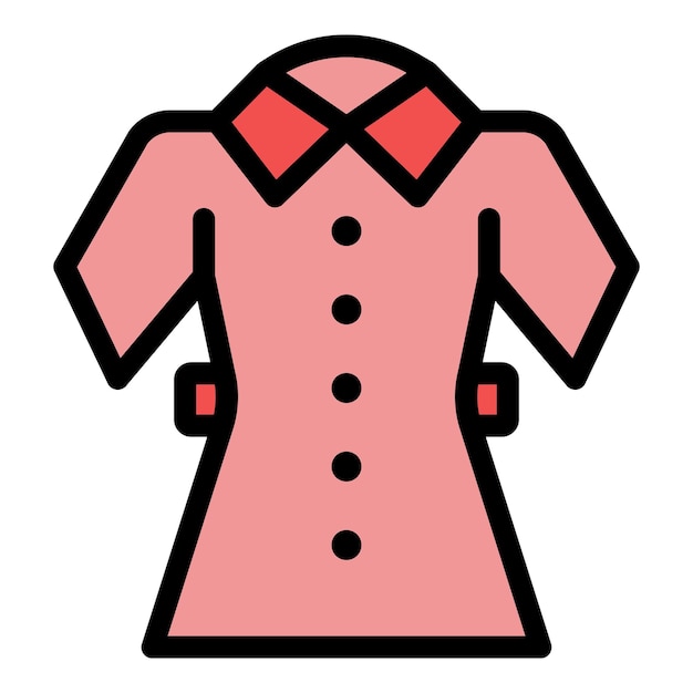 Icono del uniforme escolar Icono vectorial del uniforme escolar Línea delgada Color plano sobre blanco