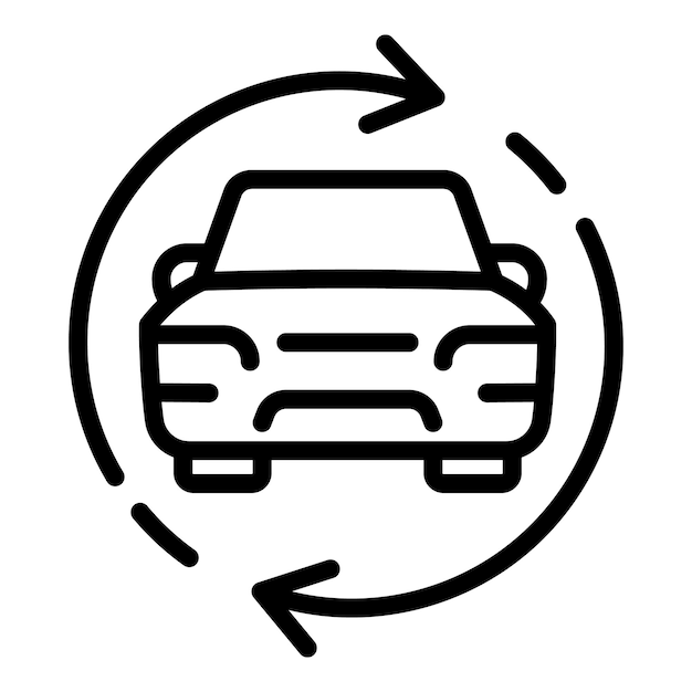 Icono de uso compartido de automóviles Esquema Icono de vector de uso compartido de automóviles para diseño web aislado en fondo blanco