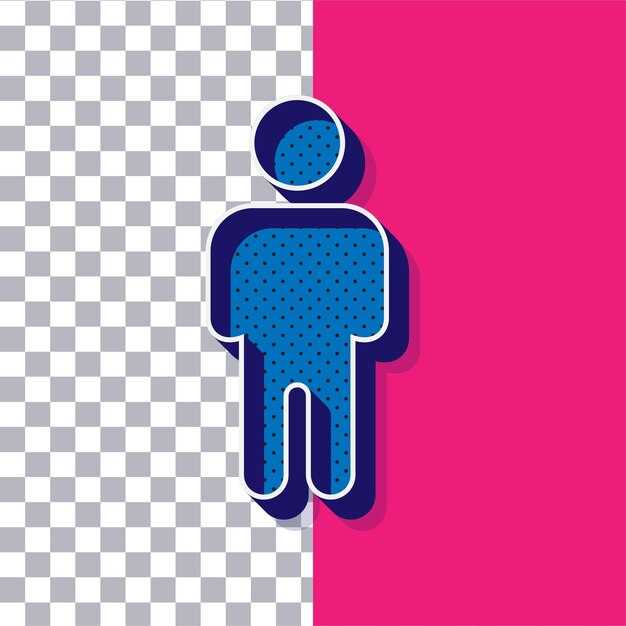 Icono de usuario de punto azul retro 3D en fondo rosado ajustable