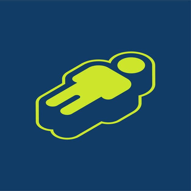 Icono de usuario retroisométrico verde con fondo editable