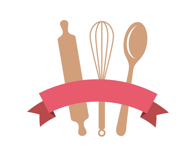 Icono de utensilios de cocina sobre ilustración de vector de diseño colorido fondo blanco