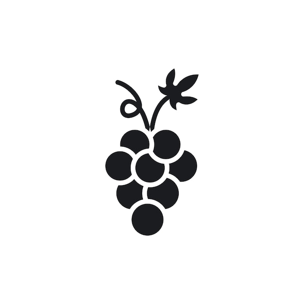 Icono de uva conjunto de uva planta de uva símbolo vectorial agricultura pictograma de bayas en estilo negro llenado y delineado
