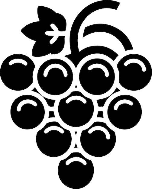 El icono de la uva es una silueta de color negro de vector mínimo simple