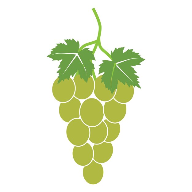 Icono de uvas Uvas aisladas con hoja verde Ilustración vectorial