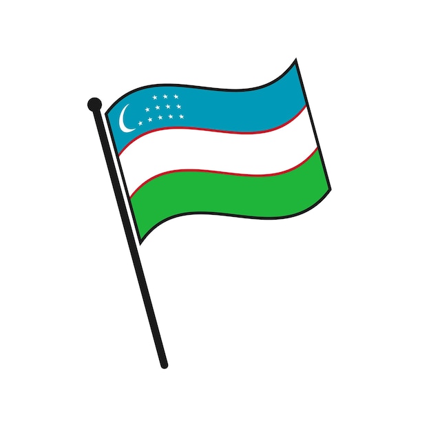 Icono de uzbekistán de bandera simple aislado sobre fondo blanco