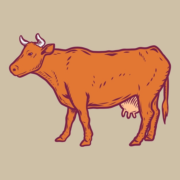 Icono de vaca Ilustración dibujada a mano del icono de vector de vaca para diseño web