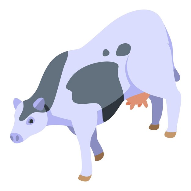 Icono de vaca lechera de granja Isométrico de icono de vector de vaca lechera de granja para diseño web aislado sobre fondo blanco