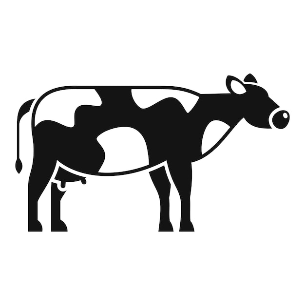 Icono de una vaca lechera negra y blanca de pie en vista lateral