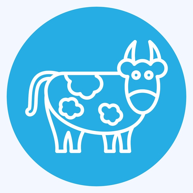 Icono de vaca relacionada con el Eid Al Adha símbolo de ojos azules estilo diseño simple editable