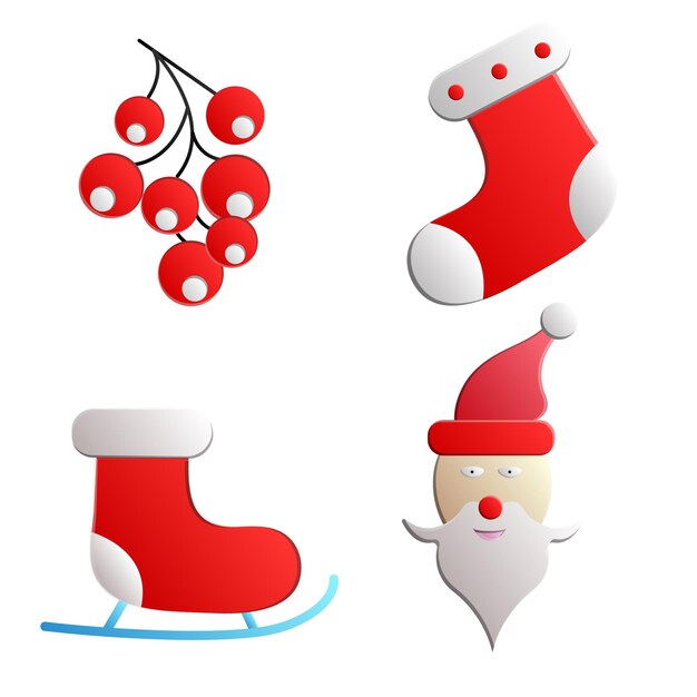 Icono de vacaciones de año nuevo de Navidad gran conjunto Colección de estilo plano Vacaciones de ciervos