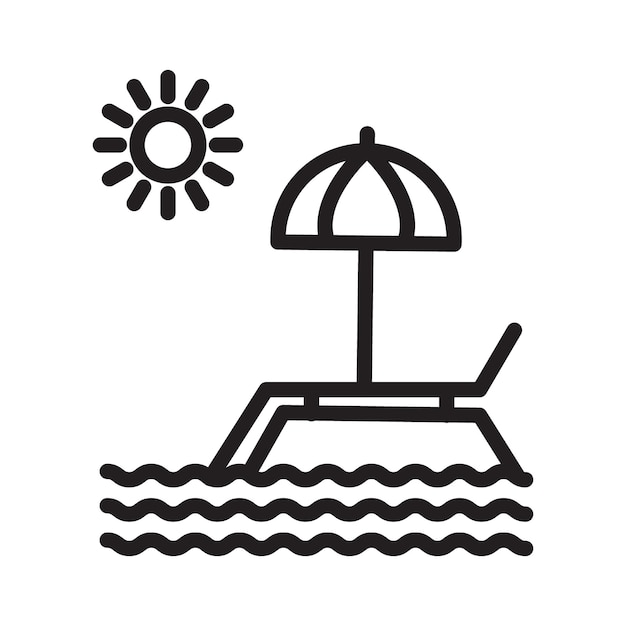 Icono de vacaciones de verano Logotipo vectorial de arte de línea negra