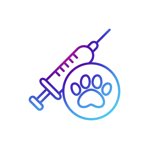 Icono de vacuna para mascotas con efecto púrpura degradado
