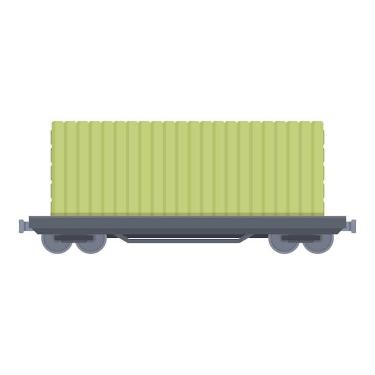 Vector icono de vagón de carga verde vector de dibujos animados tren mercancías transporte metal