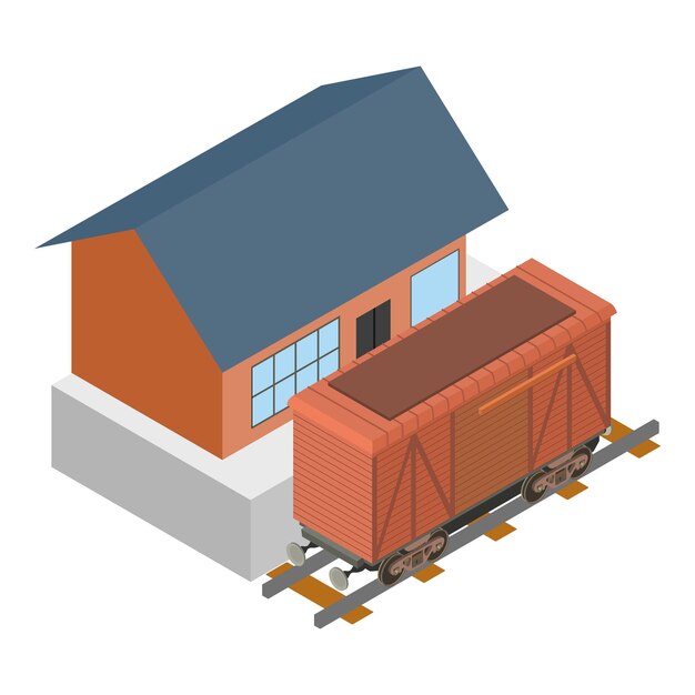 Icono de vagón de ferrocarril Ilustración isométrica del icono de vector de vagón de ferrocarril para web