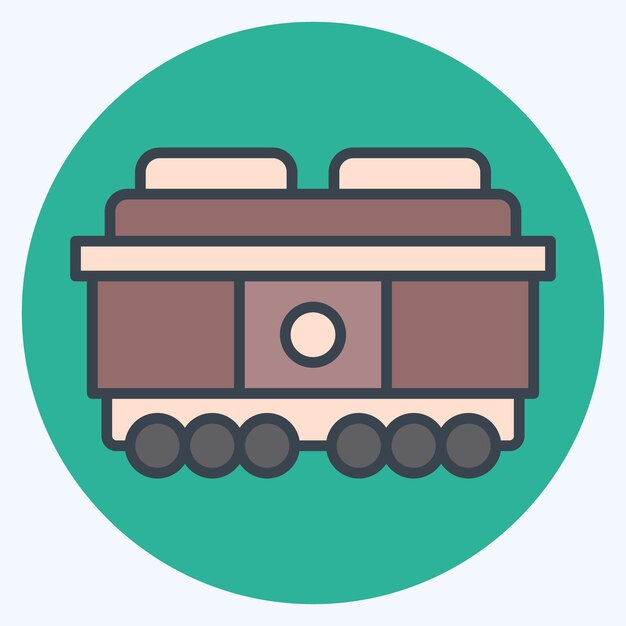 Vector icono de vagón de mercancías relacionado con el símbolo de la estación de tren de color mate estilo ilustración de diseño simple