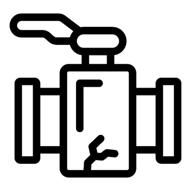 Icono de una válvula de agua rota que muestra daños en la fontanería