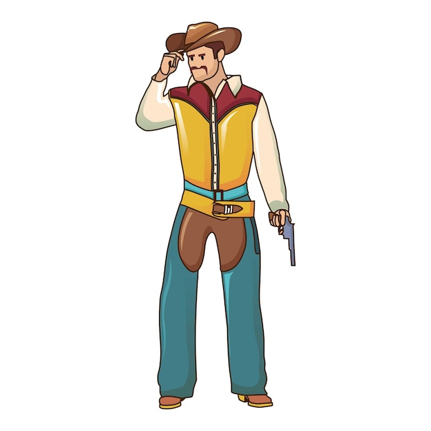 Icono de vaquero Caricatura de icono de vector de vaquero para diseño web aislado sobre fondo blanco