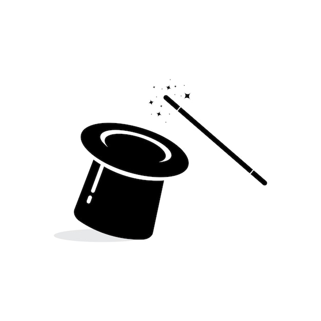 icono de la varita mágica Magos ilustración vectorial del icono del sombrero