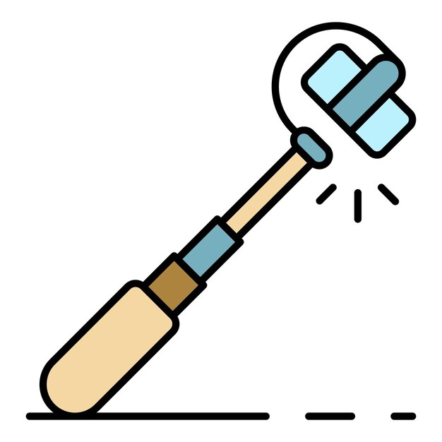 El icono de la varita de selfie es un icono vectorial de la varilla de selfie de color plano aislado en blanco.