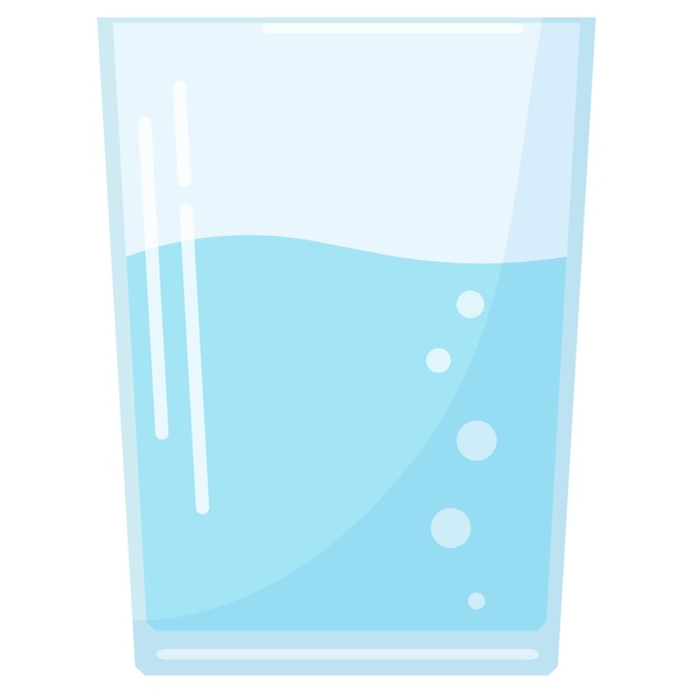 Icono de vaso de agua de diseño plano en estilo de dibujos animados aislado sobre fondo blanco.