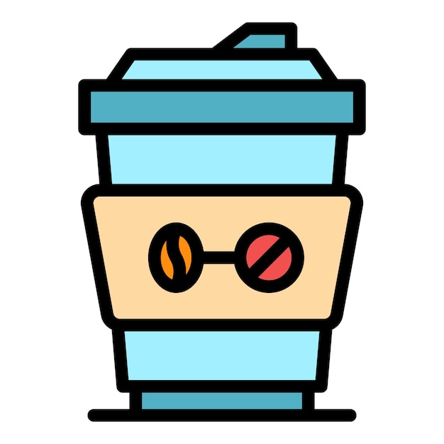 Icono de vaso de café de plástico Contorno de vaso de café de plástico icono vectorial color plano aislado