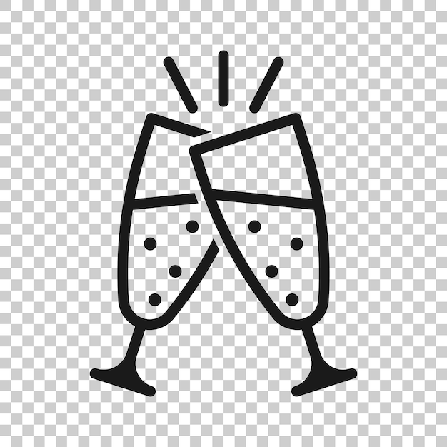 icono de vaso de champán en estilo transparente Ilustración vectorial de bebidas alcohólicas en un fondo aislado Concepto de negocio de cócteles