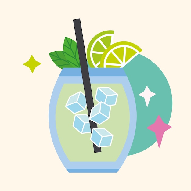 Icono de vaso de cóctel aislado Ilustración del vector de bebidas