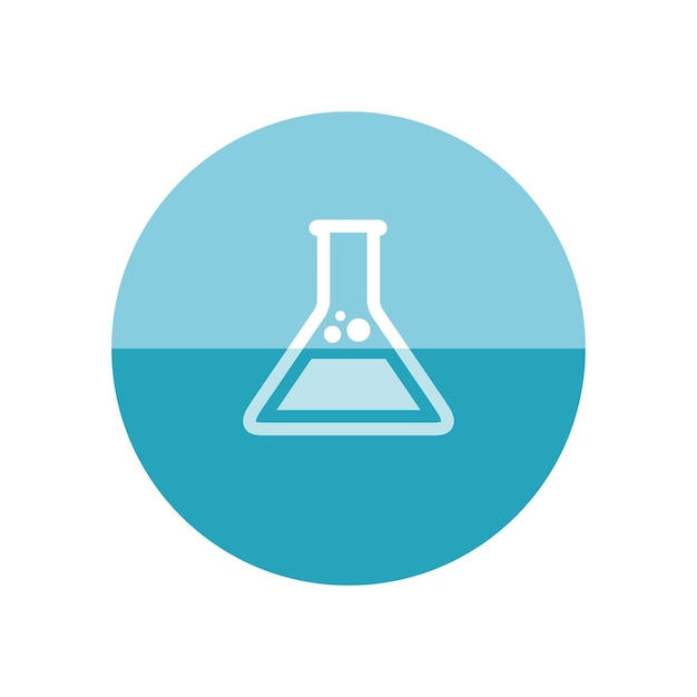 Icono de vaso en estilo de círculo de color plano Laboratorios de investigación ciencia biología química químico