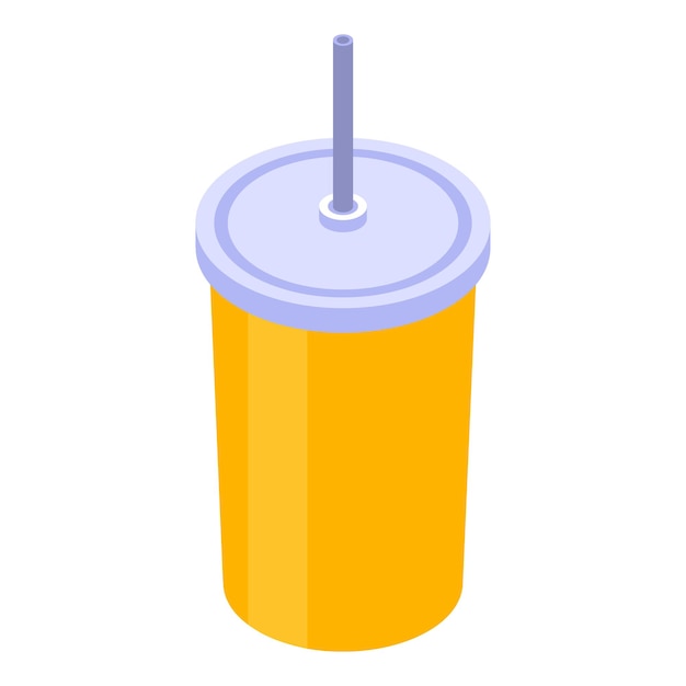 Icono de vaso de plástico de jugo Isométrico de icono de vector de vaso de plástico de jugo para diseño web aislado sobre fondo blanco